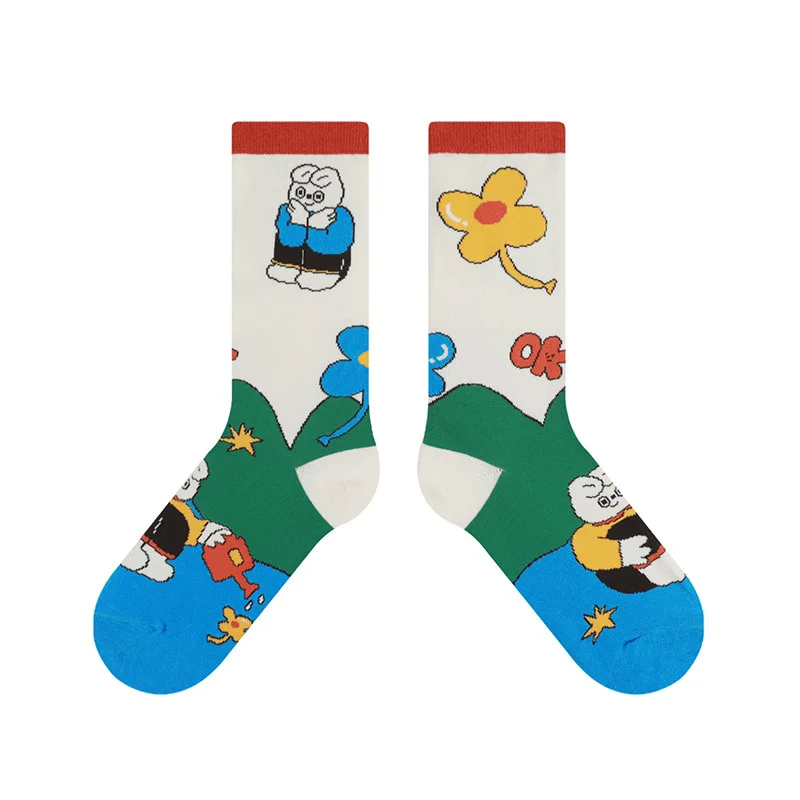 happy design crew high cut mix matched odd custom mismatching socks