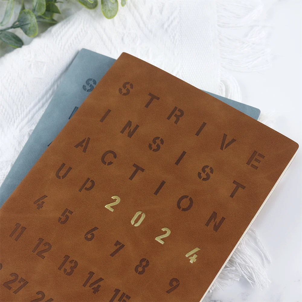 Customized logo gold foil stamping leather soft cover notebook a5 business office journal notebook with gift box packing