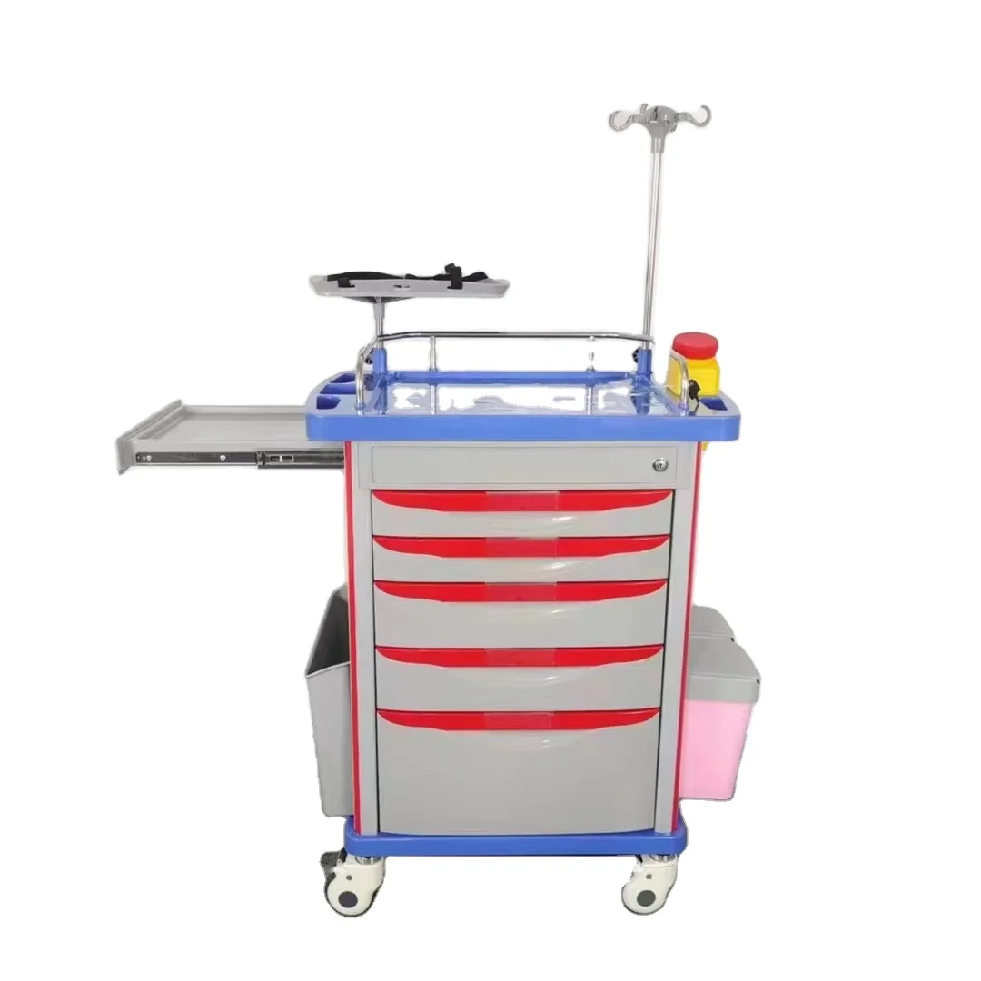 Medical ABS Emergency Trolley Hospital Emergency Cart Multi-function Cart for Hospital Clinic