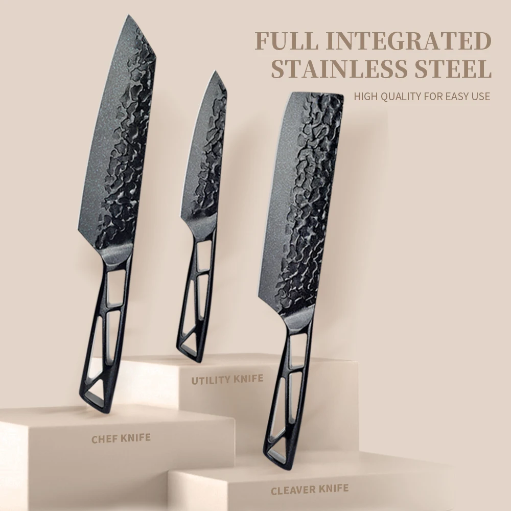 Black High Carbon Stainless Steel Kitchen meat vegetable Fruit Chef Utility Knife
