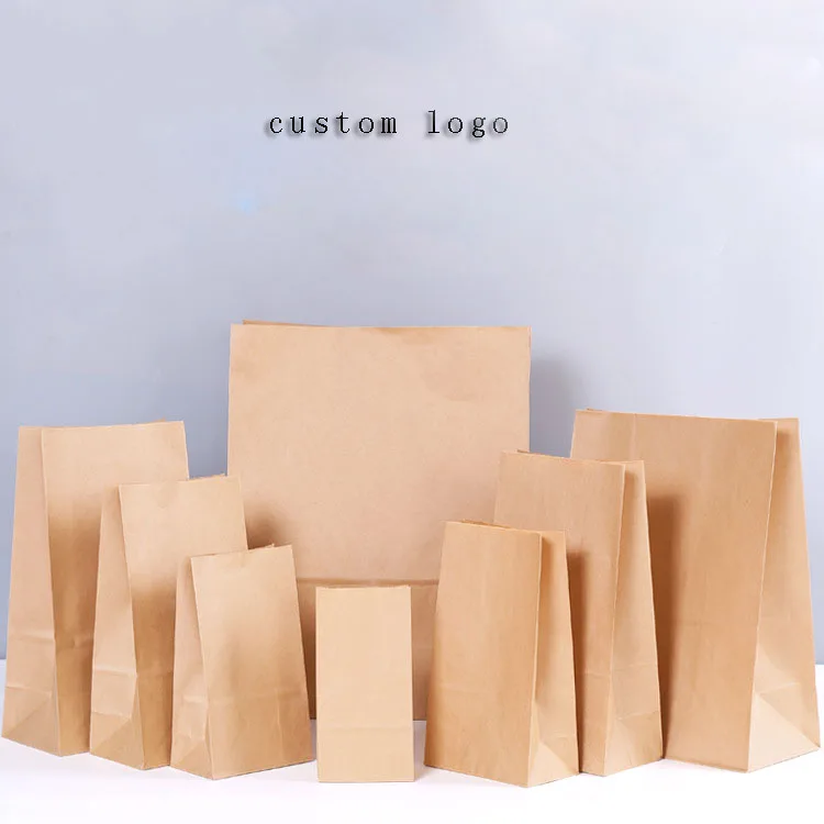 Custom Logo Size Kraft Paper Bags Food Takeout Packaging Shipping  Paper Bags For Food Takeaway