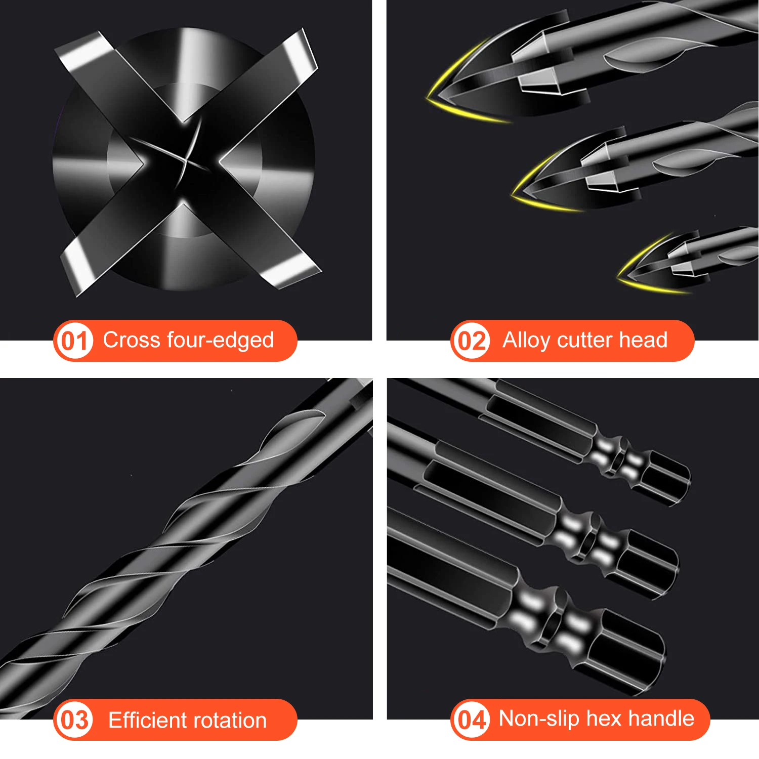 Hex shank Triangular handle multifunction drill bits for ceramic tile, glass, brick wall, wood diamond hole saw