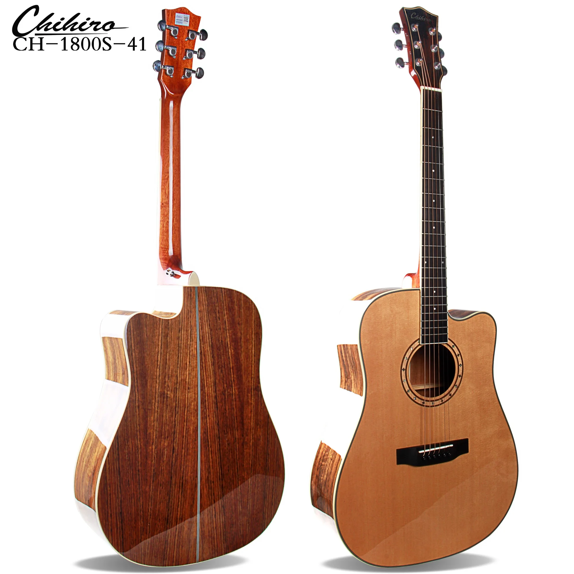 CH-1800S-41  41 Inch Chinese Music Cutaway Chihiro Acoustic Solid Wood Guitar