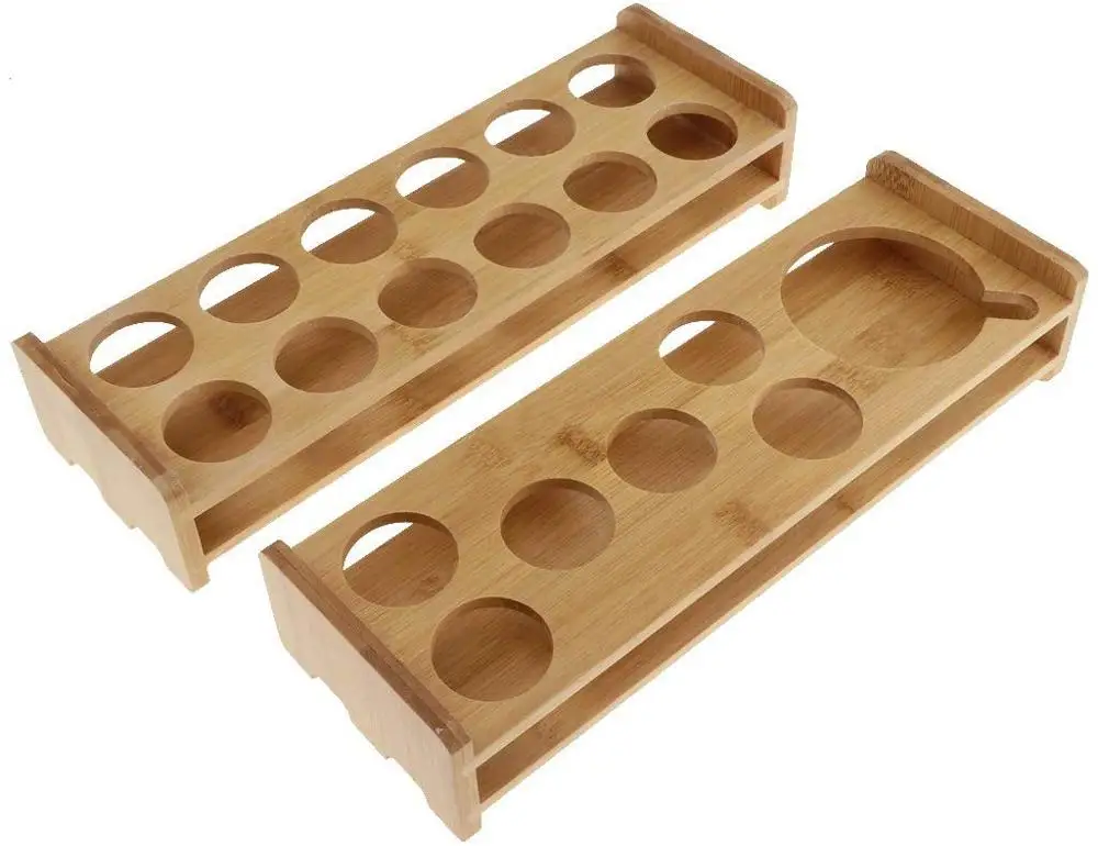 
Bamboo Shot Glass Holder Rack Barware Whisky Cup Serving Tray 