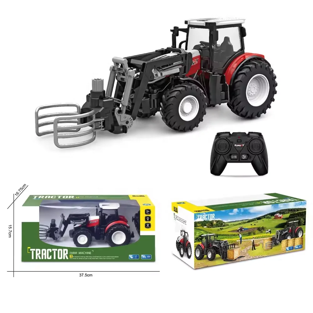 Hot High quality 6 Channel 2.4G remote control 1:24 rc engineering vehicle model farm truck rc farm tractor with lights for kids