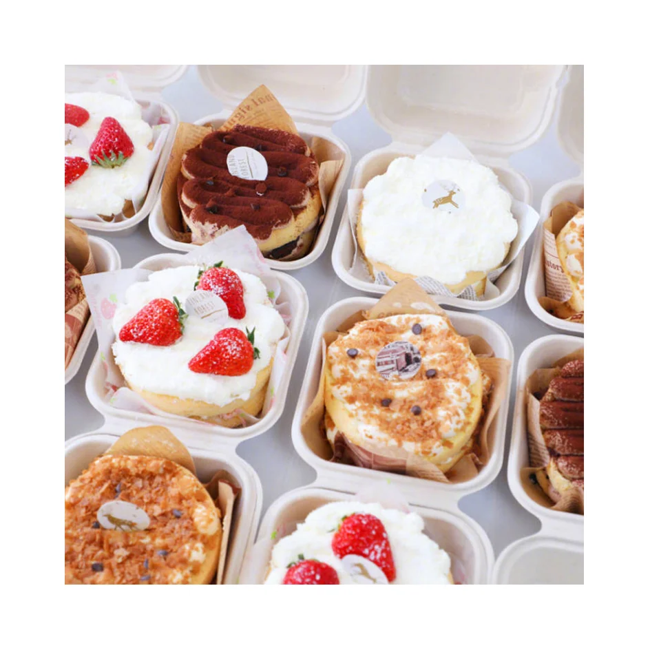 Disposable Burger Take Out Lunch Box Biodegradable Sugarcane Bagasse Hamburger Clamshell and Box