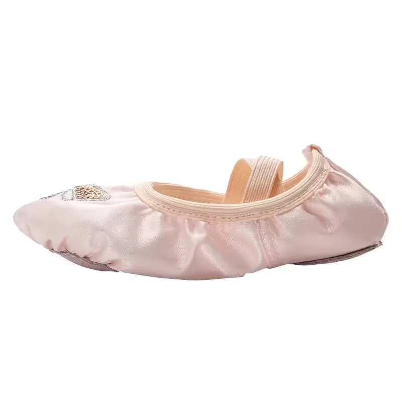 Best quality new fashionable ballroom standard pink kids girls canvas ballet dance shoes