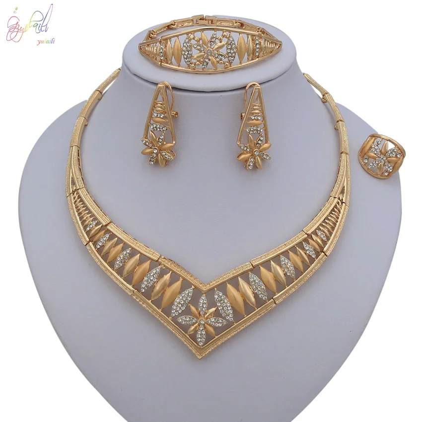 dubai 18k gold jewelry fashion women dubai gold jewelry set / wedding jewellery designs