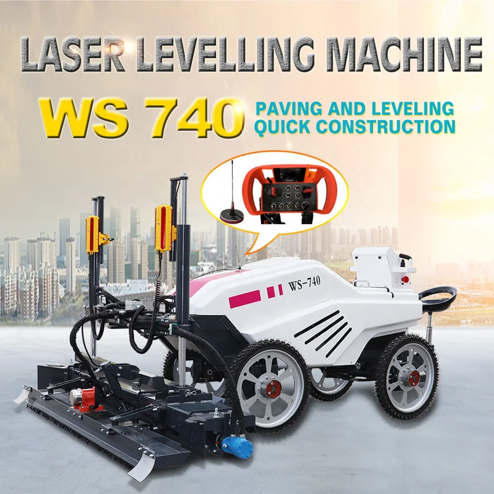 VANSE WS740 Factory Sale REMOTE Control Solid Puncture-Proof Tyre Automatic Cement Pavers Laser Level Concrete Leveling Machine