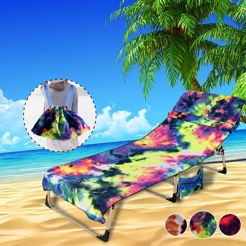
2020 Amazon top sale Microfiber Beach Chair Towel With backpack portable chair cover 