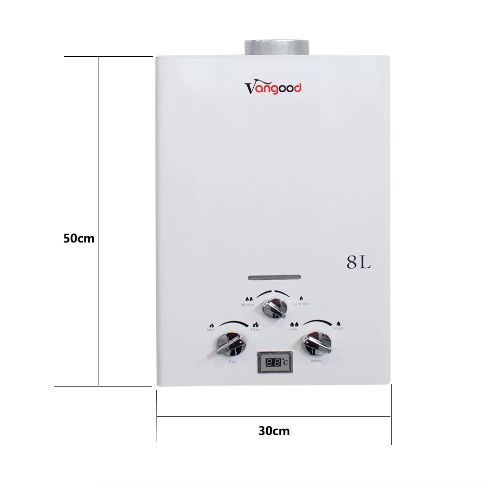 Low Water Pressure Instant Tankless LPG Gas Hot Water Heater Portable Shower 8L