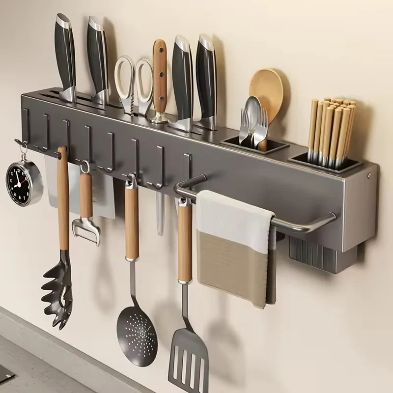 New Product Ideas Kitchen stainless steel knife holder and cutting board with holder Wall Mounted Fork Spoon Knife holder rack