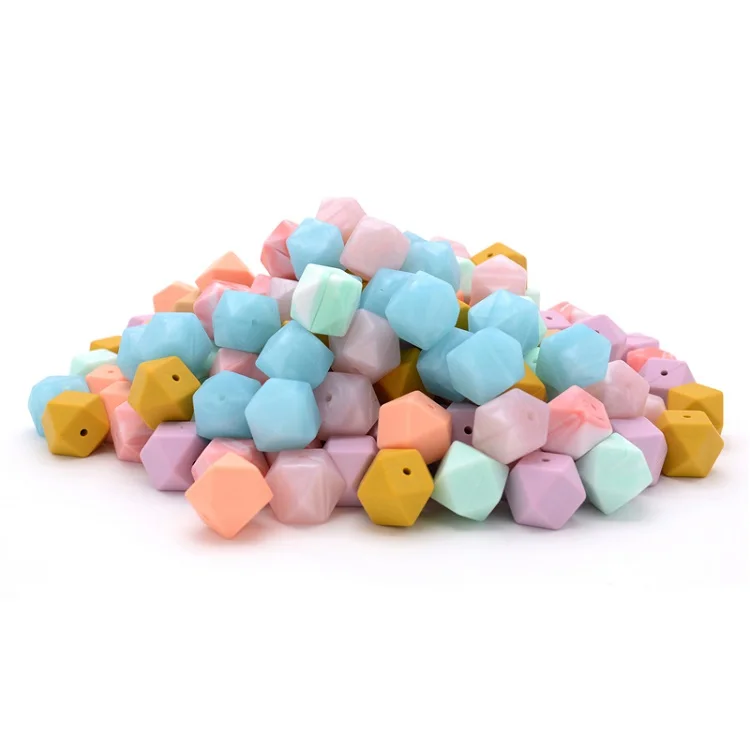 14mm 17mm Large Silicone Hexagon LooseTeething Beads