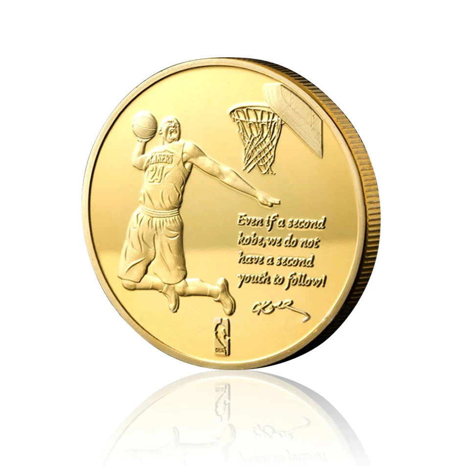 Newest Los angeles Lakers Basketball team decoration Souvenir Coin Collection NBA Superstar kobe bryant 8 / 24 Gold Coin