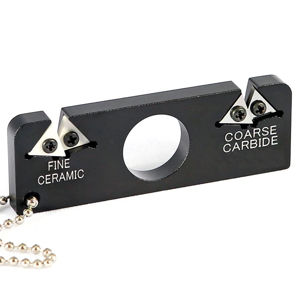 Mini Two Stage Knife Sharpener Easy Carry Aluminum Alloy Sharpener Carbide Ceramic for Hunting Knife Pocket Knife