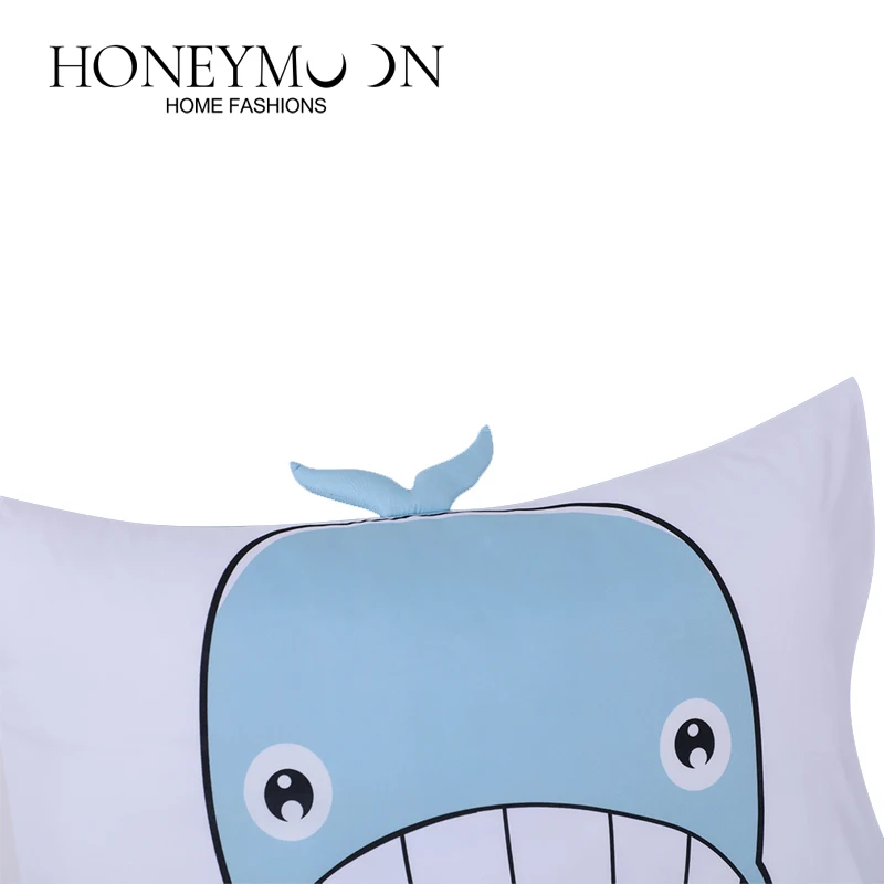 3D Whale digital envelope printed Pillow Cover super soft Breathable microfibre Pillowcase envelope