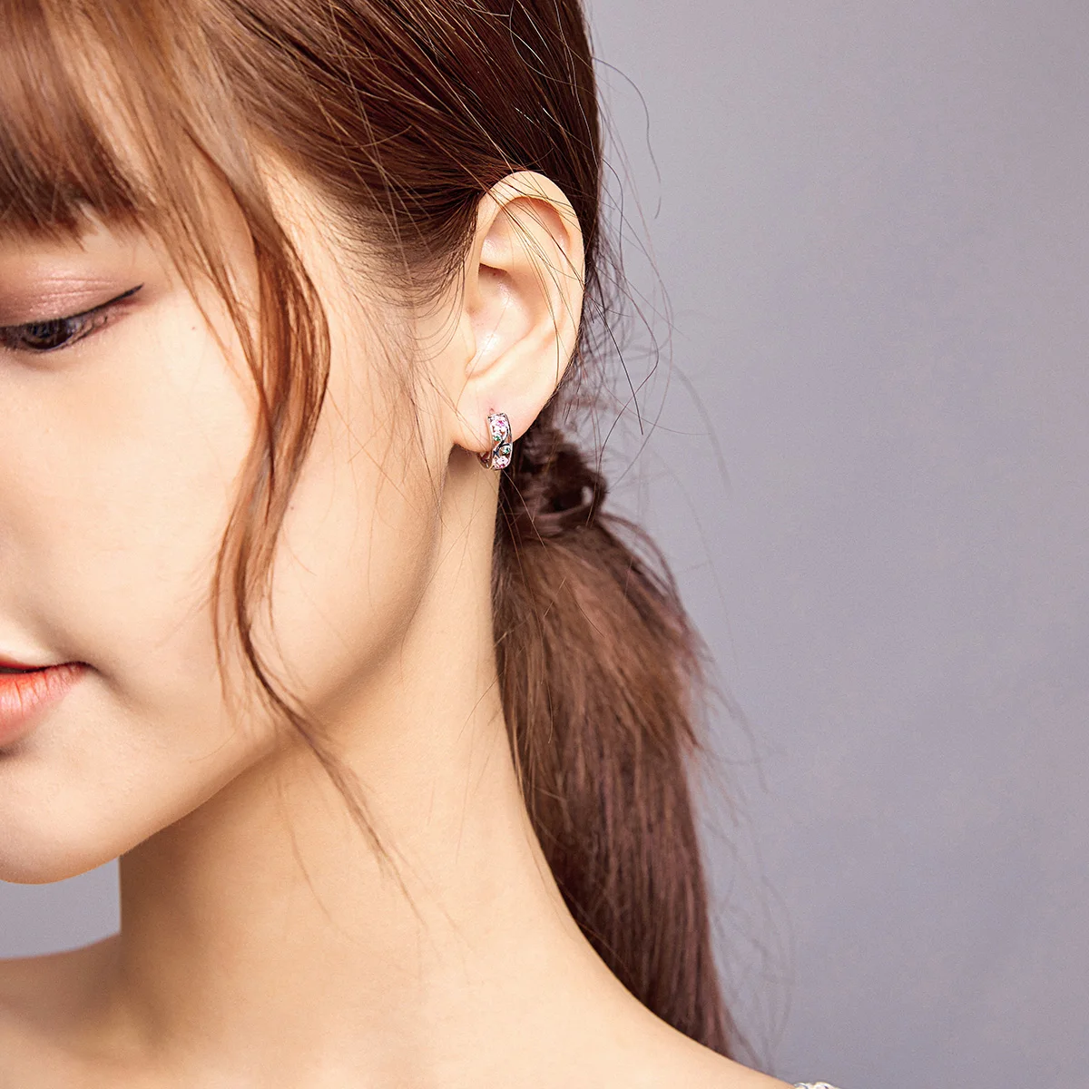 SHIERO Fine Jewelry Crawler Flower Hoop Earrings Finger Band Ring and Chain Necklace 925 Sterling Silver Set