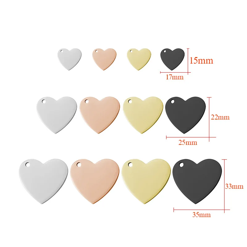 Rose Gold Custom stainless steel keychain Golden engraved heart tags Heart Shape Steel Ornaments