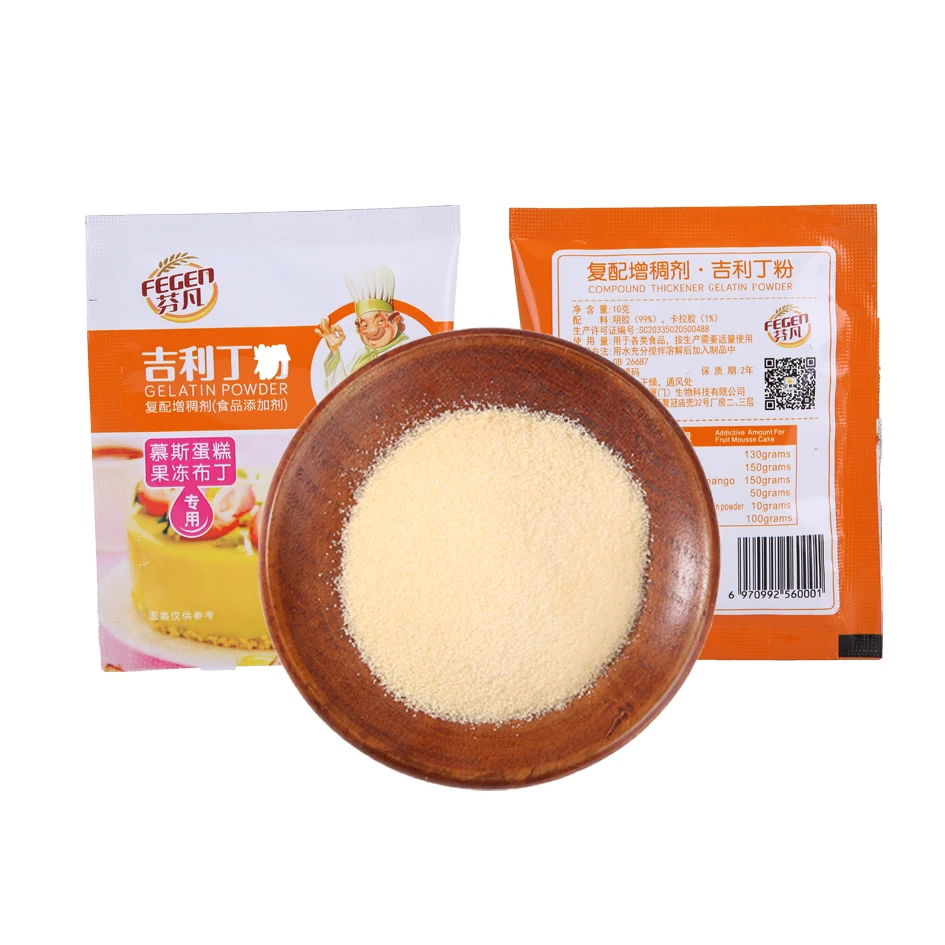 
10g/bag Unflavored Food and Beverage cheap price bulk wholesale halal fish Gelatin powder for cake/jelly/pudding 