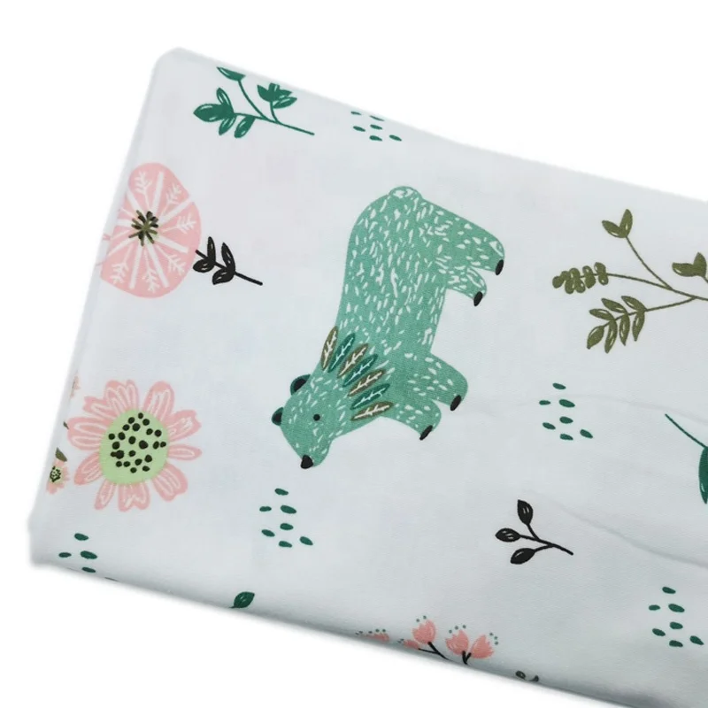 Детская трикотажная ткань 100% хлопок Трикотажный принт мультяшный медведь узор для детей постельное белье