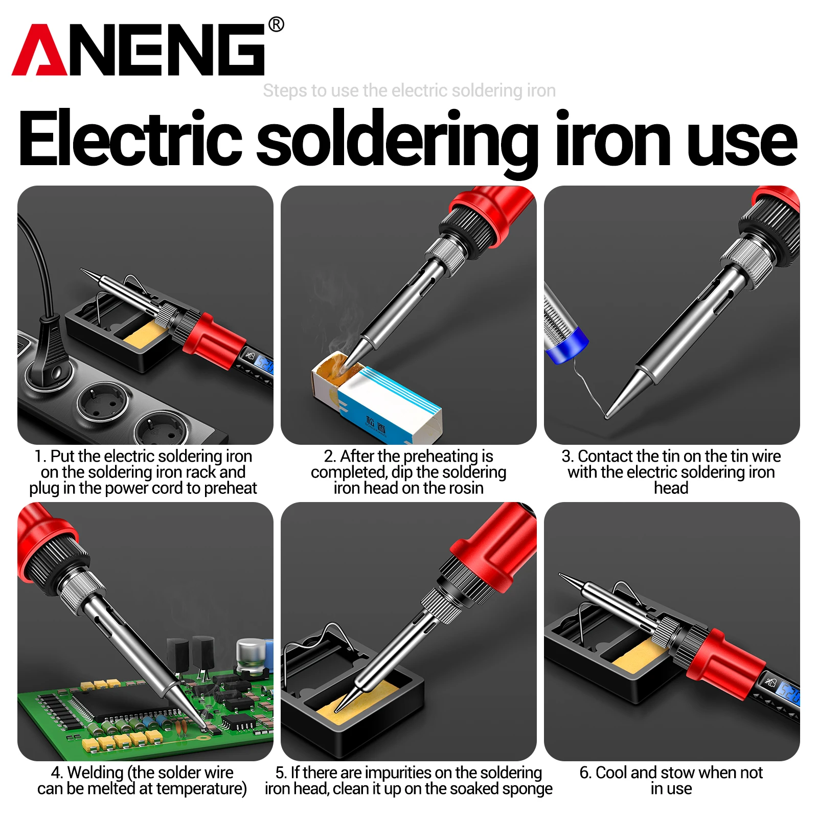 ANENG SL106-24 Electric Soldering Iron US/EU Plug 24 Tip Kit Soldering Iron Welding Maintenances Two in One Solder Wire Tweezers
