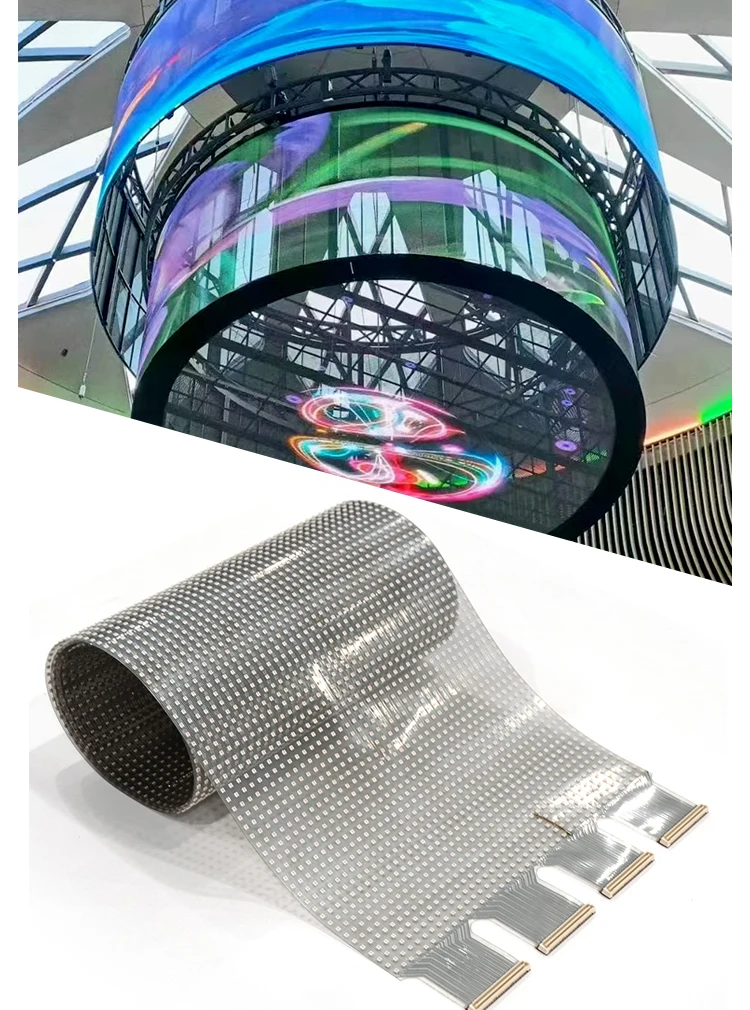 CNS-P-P10  soft Led Transparent Film Screen Flexible Transparency Crystal Flexible Windows Self Adhesive for Shopping Mall Glass