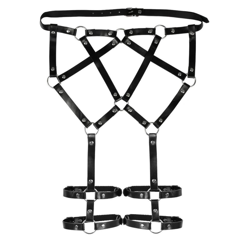 Регулируемые кожаные брюки с заклепками