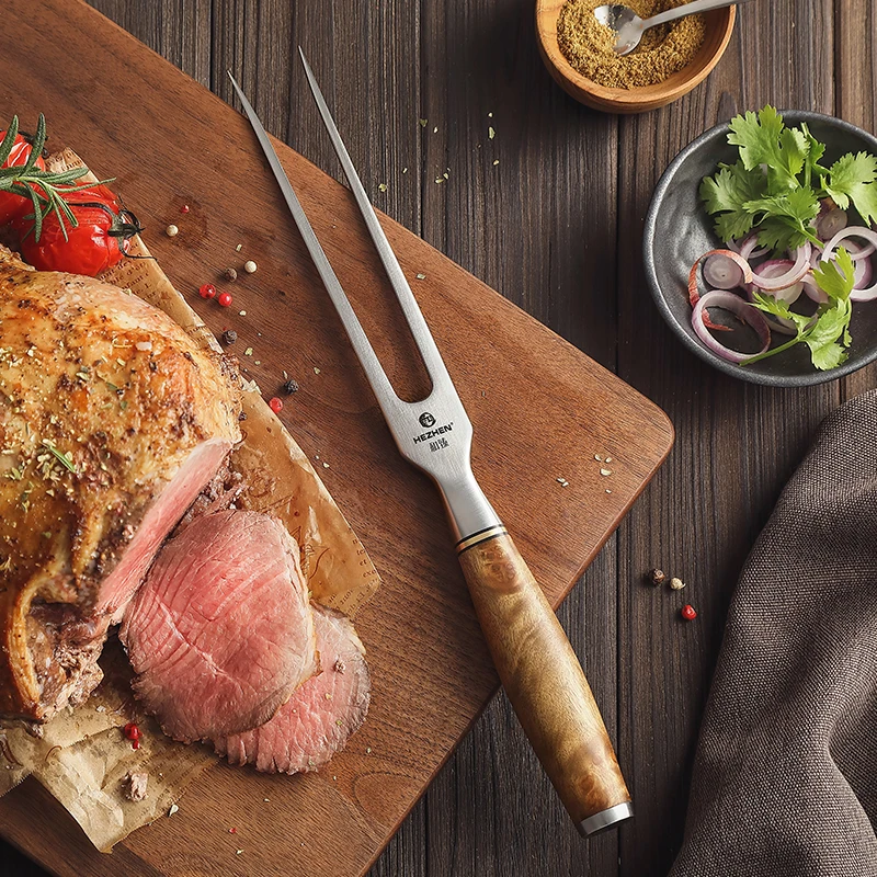 Высококачественная нержавеющая сталь 430, 6 дюймов, деревянная ручка, для барбекю, сервировки готовки, гриля, обжарки мяса, вилка