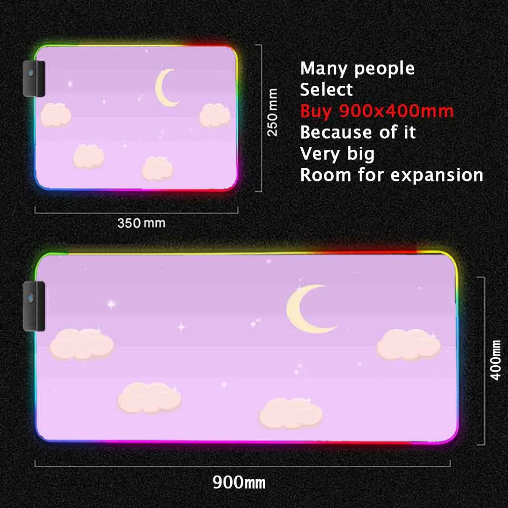 30x80 см розовые RGB аниме коврики светодиодная подсветка коврик Kawaii игровые аксессуары Настольный Сейлор