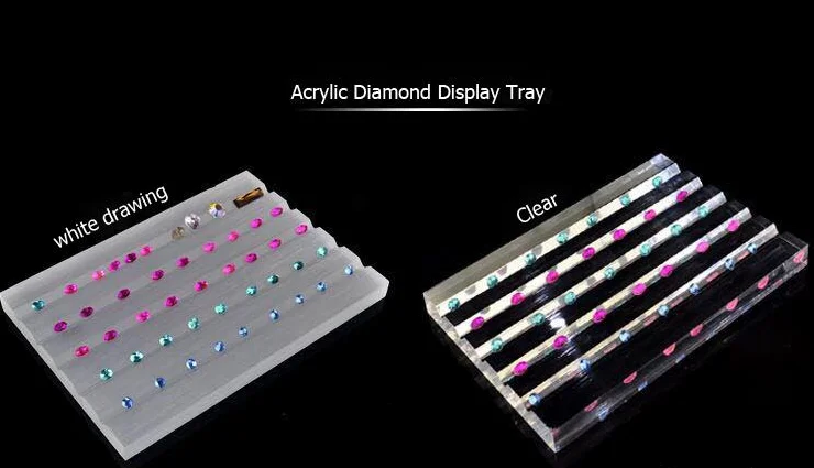 Acrylic Gem Display Tray GemStone Holder Transparent And Frosted Diamond Jewelry Beads Showcase