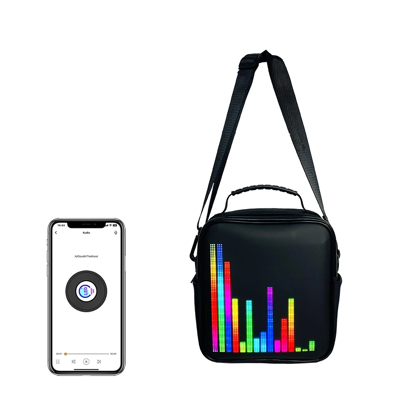 iledshow High Resolution APP Programmable Flashing Light Display Screen Backpack Led Sling Bag With Walking Billboard Panel