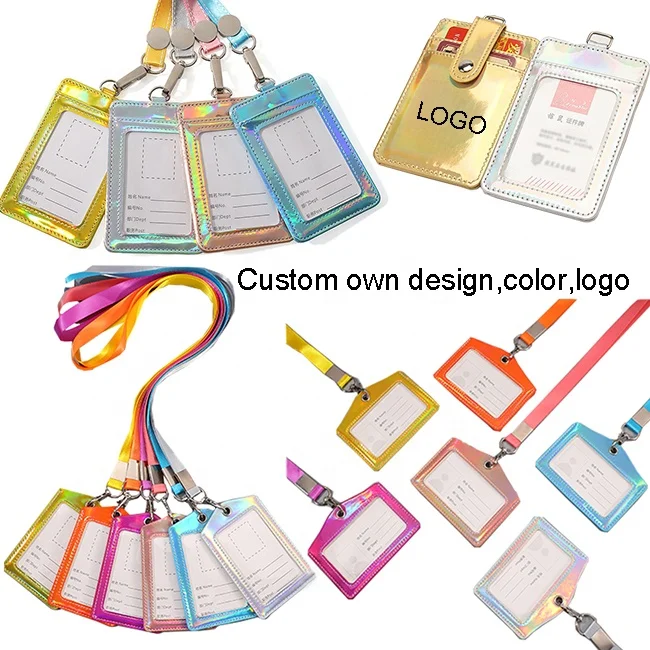 custom logo gift leather bus card holder wallet cardholder zipper student employee id card case pocket pu leather card holder