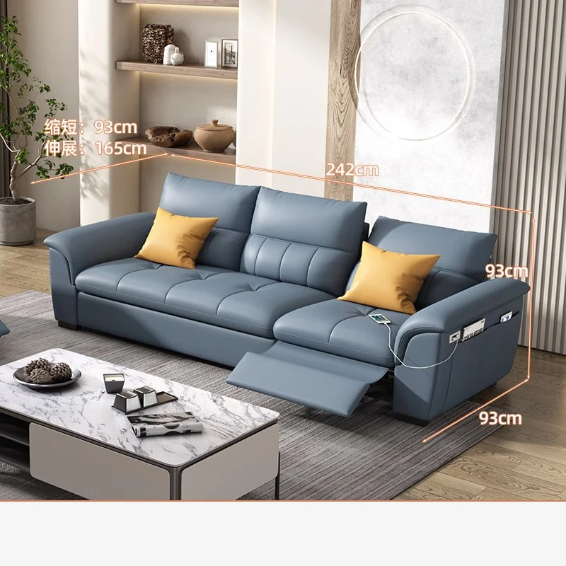 Italian Head Layer Cowhide Electric Multi-functional Leather Sofa Bed Dual Purpose Living Room Combination Four-seat Corner Sofa