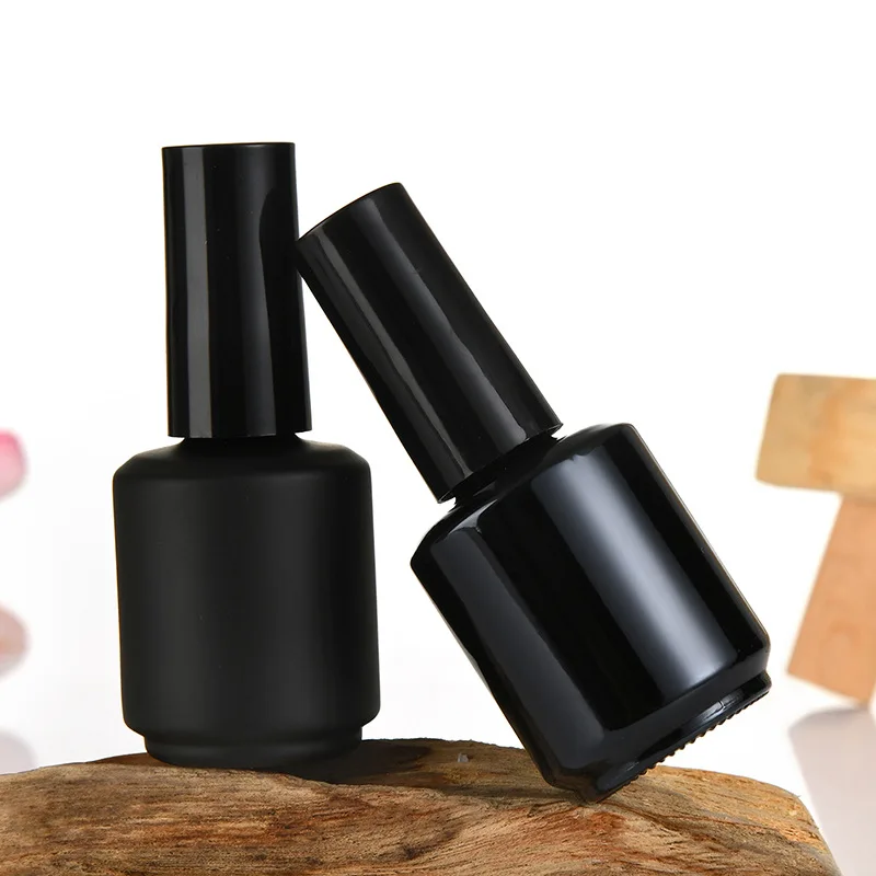 Free sample15ml black empty glass uv gel nail polish bottle with brush
