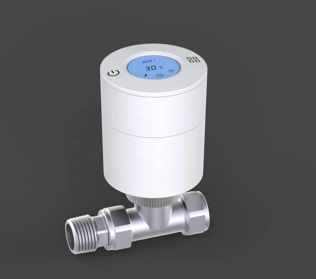 OLDE Chrome Plated Smart TRV Zigbee Wifi Thermostatic Radiator Valve and Lockshield Brass Body White Head