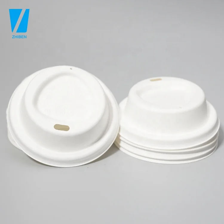 Factory Wholesale Eco Friendly 80mm  90Mm Dome Take Away Sugarcane Pulp 100% Biodegradable Paper Cup Lids  For Tea Coffee
