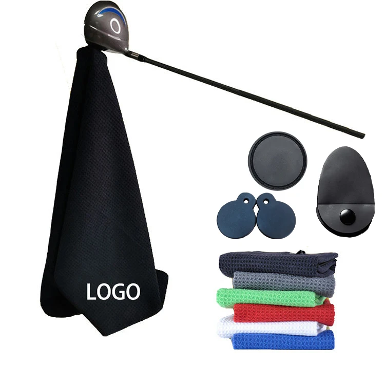 Hot Sale Design Logo Printed Super Absorbent Microfiber Waffle Weave Magnetic Golf Towel