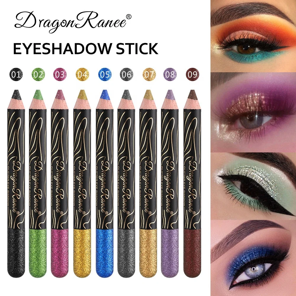 12 Colors Monochrome Eyeshadow Glitter Wooden Pole Lying Silkworm Pen High Pearl Light Stick Colorful Sequins Eye Shadow Pencil