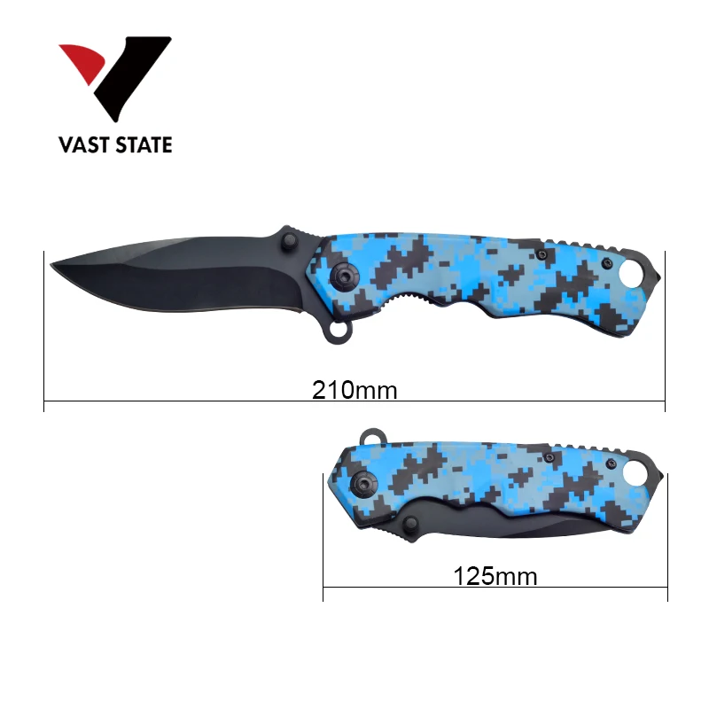 High Quality 3Cr13 Stainless Steel Folding Pocket Knife Camo Coated Liner Lock with Belt Clip Colorful Foldable Knife for women