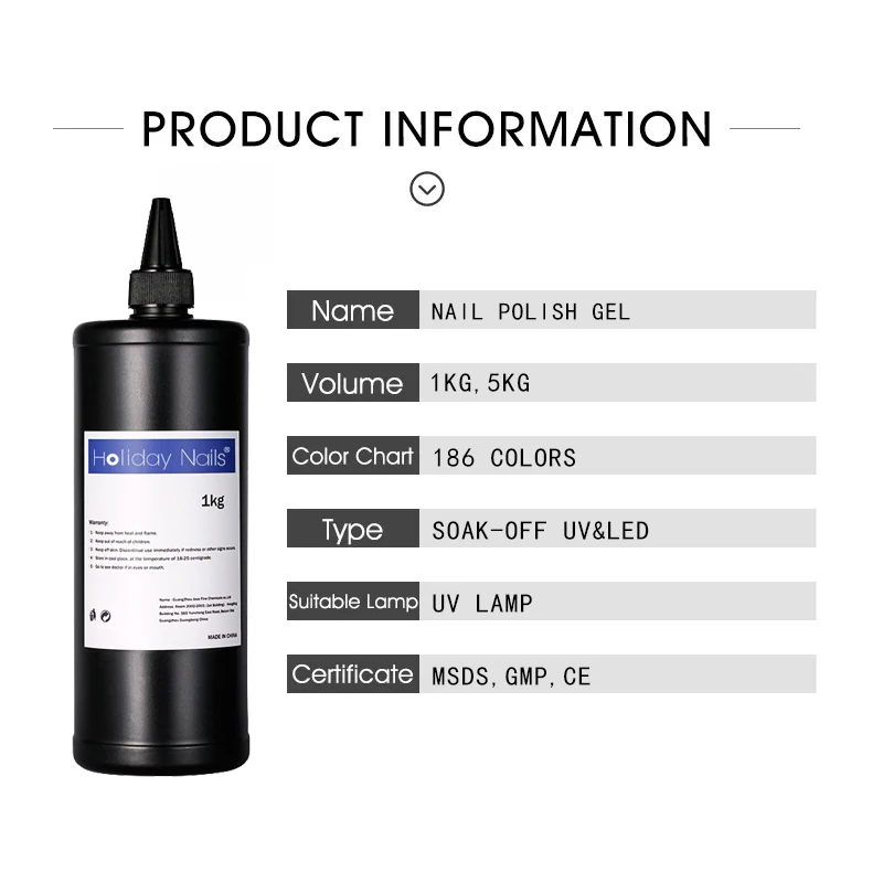 186 colors 1 kg wholesale supplier custom logo private label Oem colors soak off nails UV nail polish gel in stock