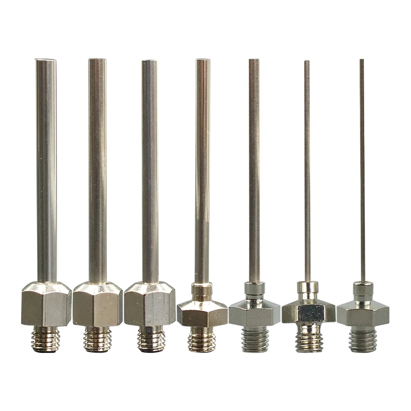 High Quality M5 External Thread 1.5 inch  All Metal Stainless Steel Needle Disposable Dispensing Needle Tips 8-25G