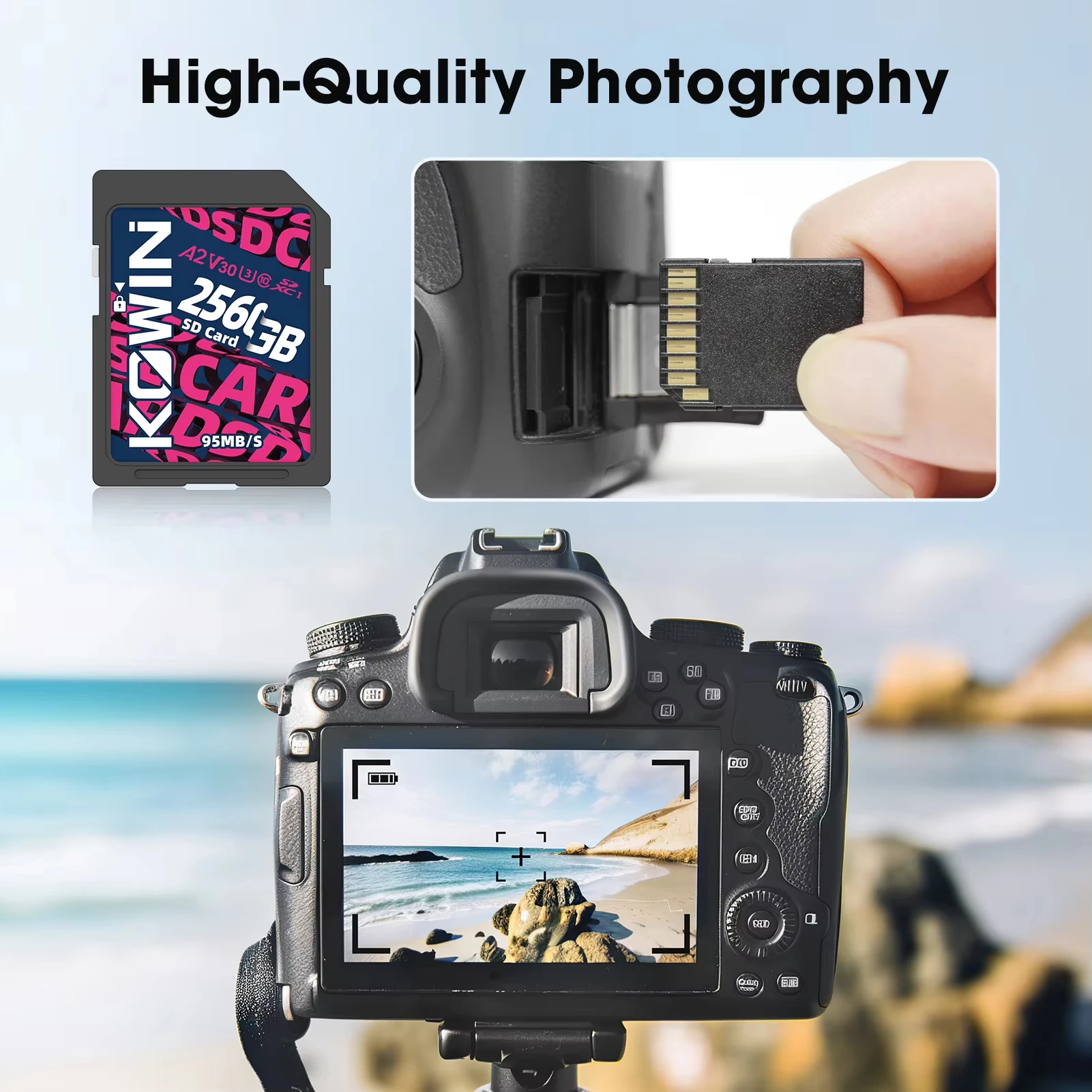 KOWIN Factory Price Sale CS100 256GB Capacity SDXC UHS-1 Class 10 95MB/s Read Speed Memory Card SD Card For Cell Phone