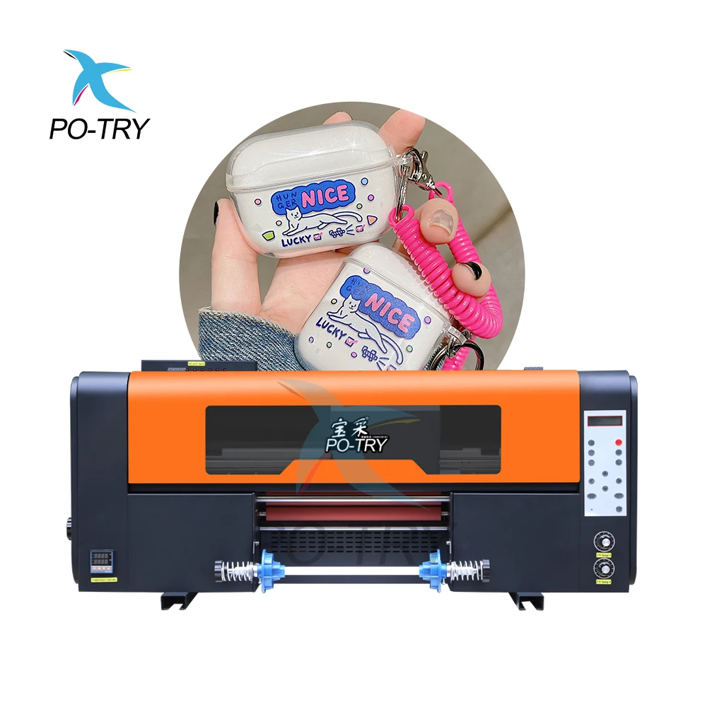 Po-try High Speed 3 XP600 Print head Uv Dtf Film Printer All In One 2 in 1 a3 30cm Roll Uv Dtf Sticker Printer With laminator