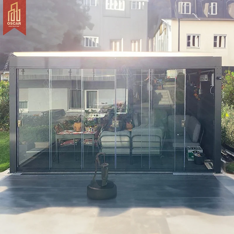 Modern Aluminum Outdoor Pavilion with Hardtop and Adjustable Louvers