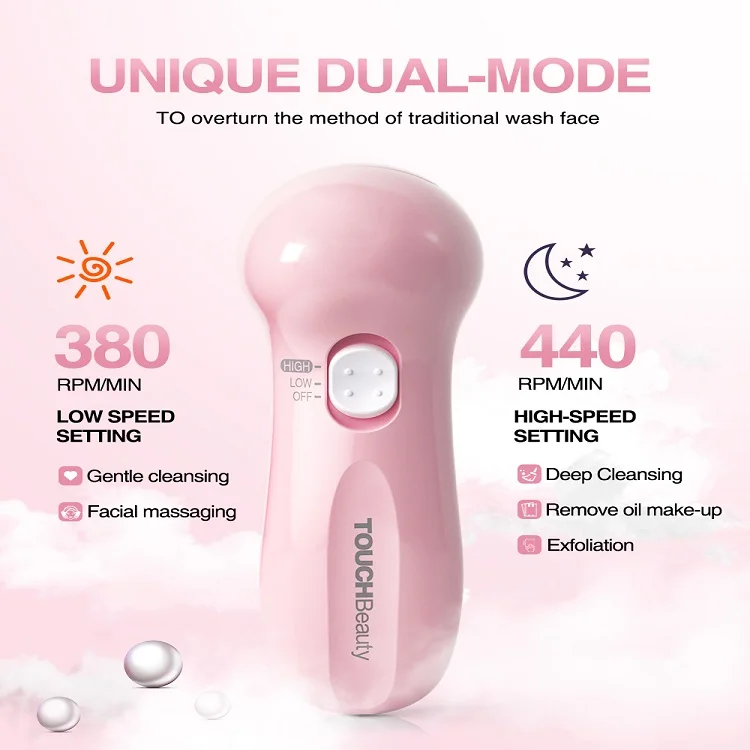TOUCHBeauty handheld electric facial cleansing brush home use personal care facial cleanser pink color deep cleansing