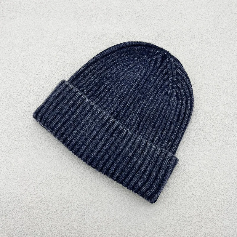 Retro Wash Rib Knitted Hat Wool Fashion Simple Warm Skullies Beanies Vintage Solid Autumn Winter Beanie Cap for Men Women