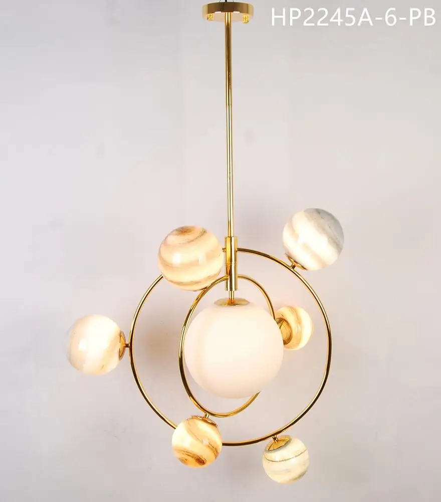 Custom Made Luxury Modern Style Marble Ball Hanging Hotel Decoration Chandelier Pendant Light