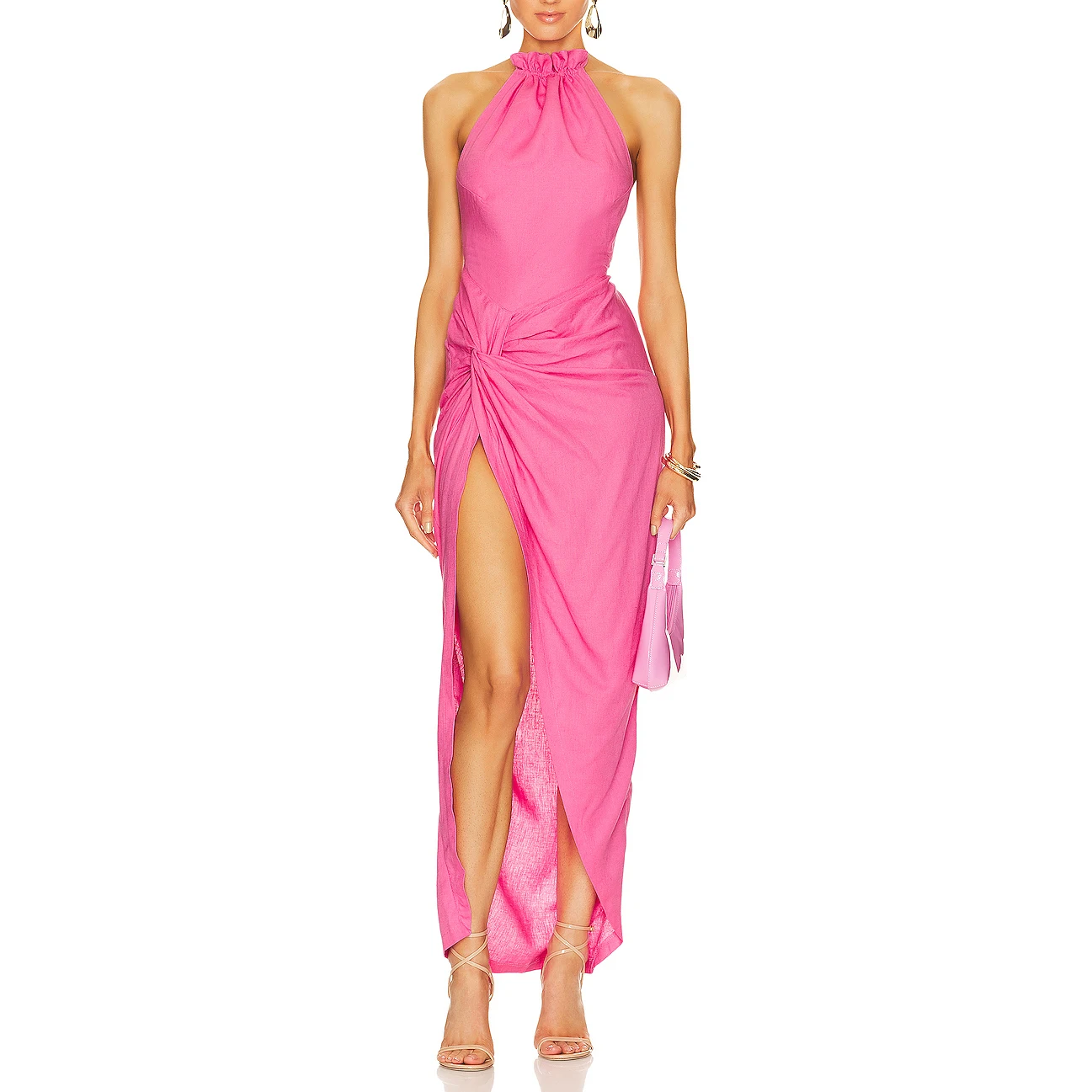 Wholesale Custom lady Elegant Slim halter Backless Dress For Women Fashion Dress Summer Female Party Evening Robes Vestidos