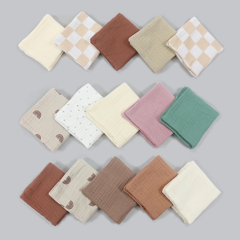 Wholesale Baby Muslin Cotton Washcloths 5pk Baby Gifts Snuggle Toy Comforter Towel 4 layer Wash cloth Face Towel for baby