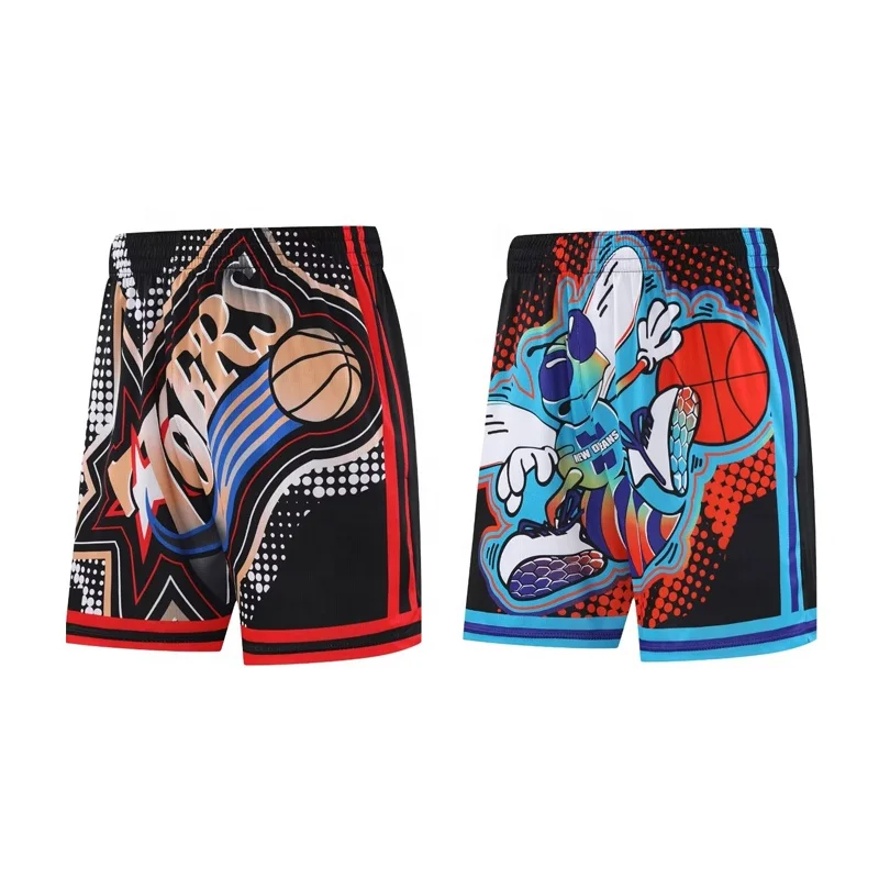 Fashion Design Wholesale Digital Printing Vintage Different Teams 5 inch Basketball Shorts